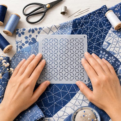 25 Pcs Sashiko Stencil, 4.7 X 4.7 Inch Plastic Sashiko Template Geometric Embroidery Patterns, Fabric Embroidery Stencils Quilting Templates Drawing Line for Hand Quilting Mending Supplies