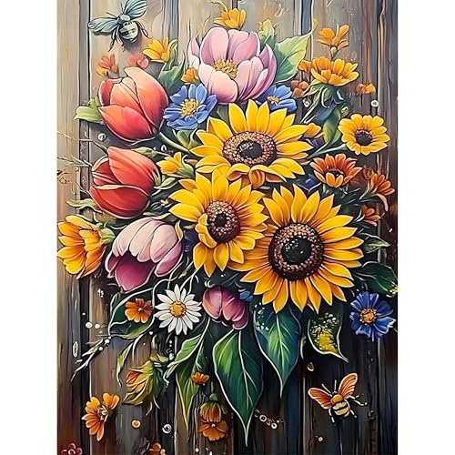 askkqtx Flowers Diamond Art Kits for Adults 12x16 Inch | Floral Diamond Painting Kits for Beginners, DIY 5D Round Full Drill Crystal Rhinestone Dots Gem Art Craft Home Decor - color: G9852
