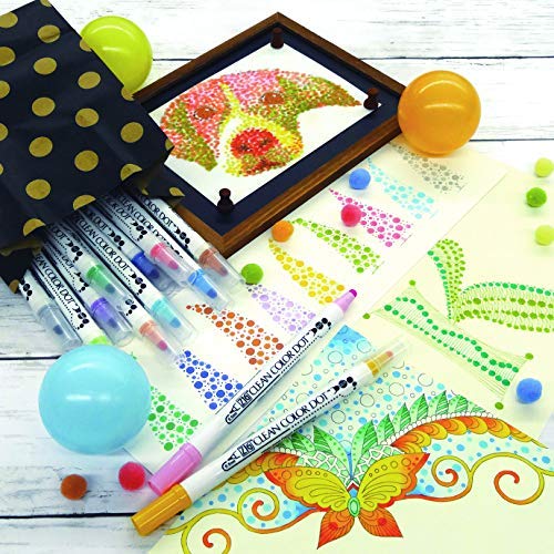 Kuretake CLEAN COLOR DOT Dual tip markers 4 colors set, 0.5mm fine tip and a flexible dot tip, for Journals, Crafts, Illustration, Lettering, Planners, for Adult, Kids, Made in Japan - style: 4 colors set(Dual tip)