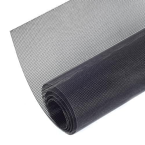 AggAuto Universal 40"x13" Car Grill Mesh 1mm Round Hole Black | PVC Coated Stainless Steel Automotive Grille Insert Bumper, One of the Most Multifunctional Shape Grids 100x33cm - size: 1mm Round Hole - Black - PVC Coated 304SS