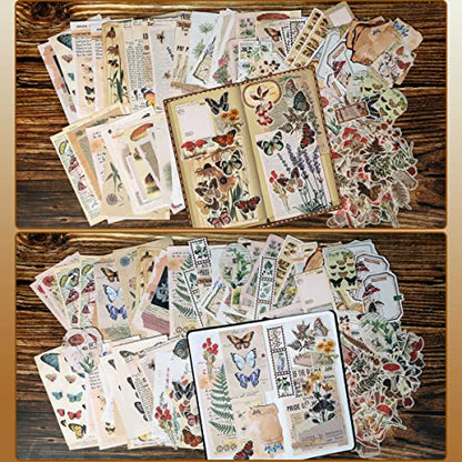 EWPJDK 200 PCS Vintage Scrapbook Supplies for Junk Journal | DIY Paper Stickers Ephemera Pack for Art Journaling, Bullet Craft, Collage, Aesthetic Gift