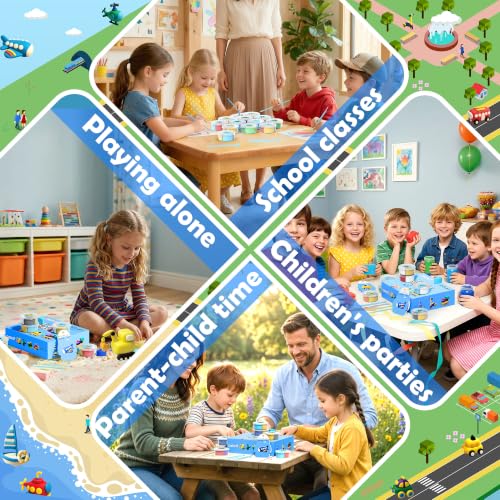 Aestd-ST Air Dry Clay Kit -Traffic Theme, Modeling Clay for Kids | DIY Magic Clay with Sculpting Tools and Tutorials, 12 Boxes Molding Clay, Soft & Non-Sticky, Arts and Crafts Gift for Kids - color: Traffic Playset