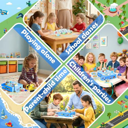Aestd-ST Air Dry Clay Kit -Traffic Theme, Modeling Clay for Kids | DIY Magic Clay with Sculpting Tools and Tutorials, 12 Boxes Molding Clay, Soft & Non-Sticky, Arts and Crafts Gift for Kids - color: Traffic Playset