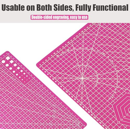 Self Healing Sewing Mat, Exacto Knife Precision Carving Craft Hobby Knife Kit for DIY Art Work Cutting, Hobby, Stencil, Scrapbooking-A4 (Pink) - color: Pink