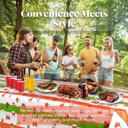 Grandipity Holiday Christmas 3 Pack Premium Disposable Plastic Tablecloth 54 Inch. x 108 Inch. Rectangle Table Cover - color: Christmas, size: 54" x 108" - 3 Pack