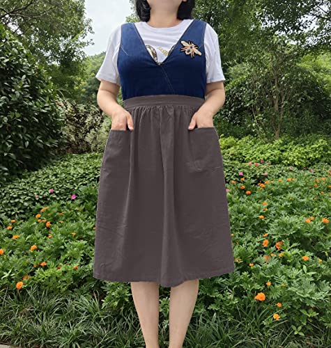 Unisex Chef Aprons White Retro Cotton Maid Short 2 Pockets Waist Waiter Waitress Half Apron - color: Cotton Grey