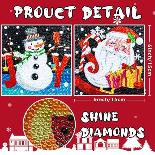Labeol Diamond Art Kits for Kids Crafts for Girls Ages 6-8-10-12 Easy to DIY Creative Diamond Art Sticker Craft by Numbers Kits for Kids and Adult Beginners (4 Pack Christmas) - style: 4 pack Christmas