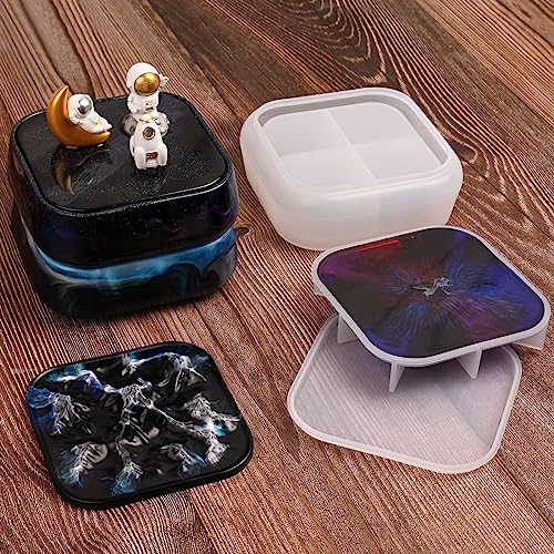 Large Storage Box Molds with Lid, Resin Jar Mold, Silicone Box Mold for Storage Jewelry Epoxy Casting DIY Crafts