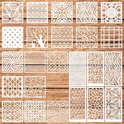 24Pcs Geometric Stencils for Painting, Reusable Abstract Layering Templates - style: Contemporary