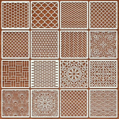 Texture Stencils for Crafts Reusable 16Pcs Stencils(5.9X5.9 in) - color: Texture 11