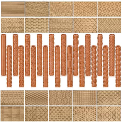 20 Pcs Clay Texture Rollers Set, 3D-Printed Clay Pottery Tools 5 in x 0.65 in for Miniatures, Tabletop, Pottery, DIY Crafting, Jewelry Crafting - size: 5 Inch