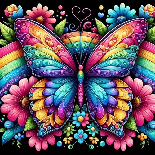 Diamond Art Kits for Adults,Rainbow Butterfly Diamond Paintings Kits - color: KM532-1