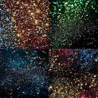 Neon Scrapbooking Paper Pad, 6 x 6 Inch Glitter Dust 160gsm Cardstock Paper, 24 Sheets Luxury Rainbow Sparkle Craft Paper for New Year Party, Holiday Cards DIY - color: 20004A - 6×6