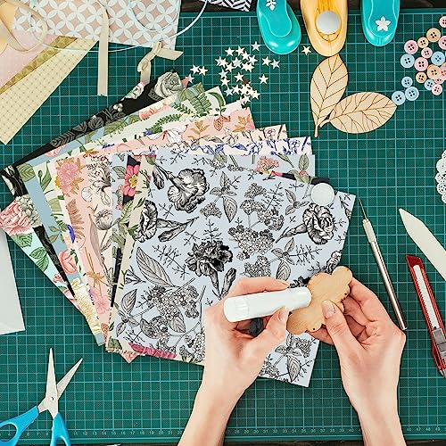 Scrapbook Paper, 24 Sheets 6"×6" 160gsm Single-Sided Patterned Cardstock - color: 24 sheets-flowers