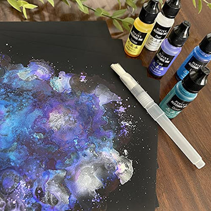 Black Alcohol Ink Paper - 25 Sheets Pixiss Heavy Weight Art Paper for Alcohol Ink & Watercolor - Extra Smooth Synthetic Paper A4 8x12 inches, 300gsm - size: 8x12 (25 Pack)