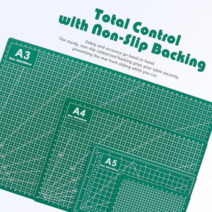 4 Packs Cutting Mats, 4size Double Sided Cutting Mat, Non-Slip 5 Layers PVC Cut Mat for Craft Art Projects Fabric Sewing, Scrapbooking Mat, A3 A4 A5 A6 - size: A3, A4, A5, A6