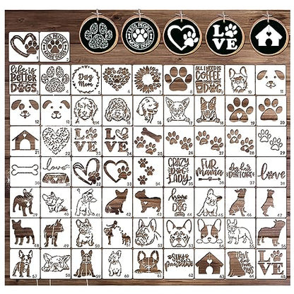 Small Stencils for Painting on Wood Burning Reusable, 3 Inch Reusable Stencil for Craft Ornament Paint Template Stencils for Wall Card Rock Wood Signs Coasters Canvas Home Decor (Dog) - style: Dog
