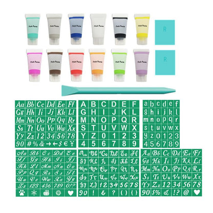 JAJADO Silk Screen Stencils Letters Stencils Numbers Chalk Paste Starter Kits 20 Pcs, Adhesive Screen Printing Stencils Mesh Transfers Chalk Paint for Craft Stencils Painting on Wood DIY T-Shirt Card - color: 5+12+3
