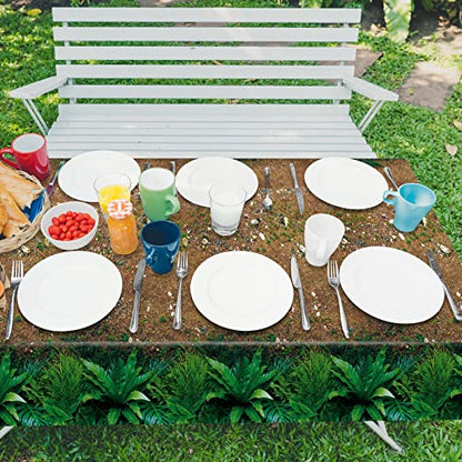 durony 2 Pieces Forest Path Tablecloth Safari Jungle Table Cover Waterproof Plastic Party Table Cover for Safari Jungle Birthday Baby Shower Party Supplies Table Decor, 108 x 54 Inch - style: Forest Path