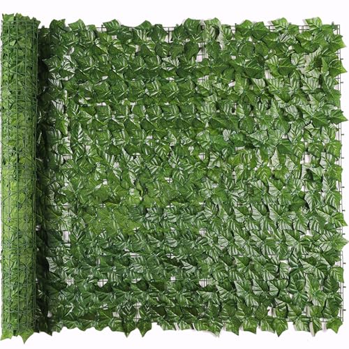 Artificial Ivy Privacy Fence Screen, 39.4x157.5 In Inch Artificial Faux Ivy Hedge, Expandable Faux Privacy Fence with 80 pcs Zip Ties, Decoration for Outdoor Garden, Color printing sweet potato leaves - size: 39.4x157.5 in（Type 2）