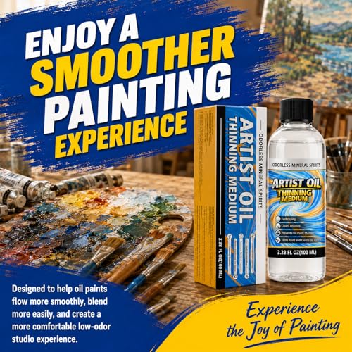 Odorless Mineral Spirits, 100ml Refined Paint Thinner, Professional Art Solvent, Ideal for Cleaning Oil Paints, Brushes, Palettes, Art Studio and DIY Craft Projects