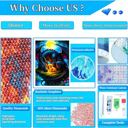 Arttoplus Dragon Diamond Art Kits for Adults Beginner 12x16 inch - color: G9468