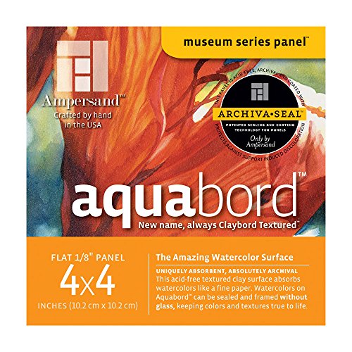 Ampersand Aquabord Panel for Watercolor and Gouache, 1/8 Inch Depth, 4X4 Inch, Pack of 4 (CBT044) - color: Flat Profile, size: 1/8 Inch, 4" x 4" - Pack of 4