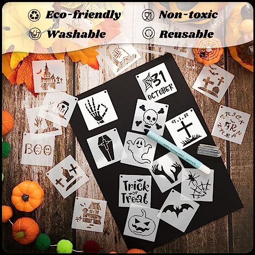 Fainne 100 Pcs 2 Inch Halloween Stencils Small Stencils for Painting | Reusable Craft Stencils, DIY Scrapbook, Wood Wall Fabric Rock Chalkboard Sign Painting, Home Art Decor Projects - style: Ghost