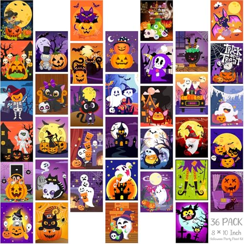 Harloon 36 Pcs Afro Queen Pre Drawn Canvas 8x10,Funny Halloween - style: Funny Halloween