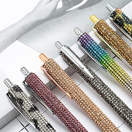 Gullor Click Ballpoint Pens, Diamond-encrusted Ball Pens, Black Ink Medium Point 1mm, for Office Supplies Gift Wedding Birthday - color: Rose Gold, style: 10 Pieces