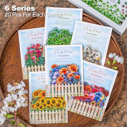 120 Pcs Flower Stickers for Scrapbook Journaling | Transparent PET with sunflower, rose, dandelion and wildflower designs for junk journals, collages, planners and crafts - color: Viewing Flower