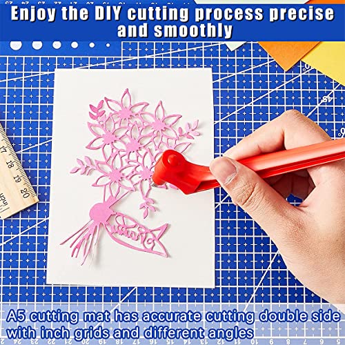 Craft cutting Tools Kit 360 Degree Rotating cutter Tools Art cut Tools with Pen 15/30/45 Degree Blades Mat for DIY Craft Hobby Scrapbook Stencil