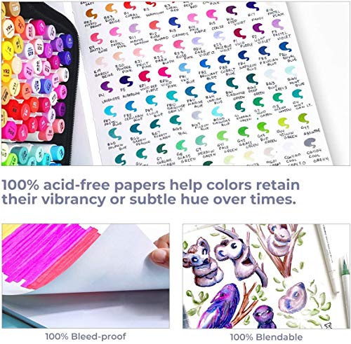 Ohuhu 8.3"x8.3" Marker Paper Pad Art Sketchbook for Drawing and Sketching | Square Sketch Book - 120 LB/200 GSM Smooth Drawing Paper - 78 Sheets/156 Pages - PU Hardcover Sketch Pad for Alcohol Markers - size: 8.3" x 8.3 "