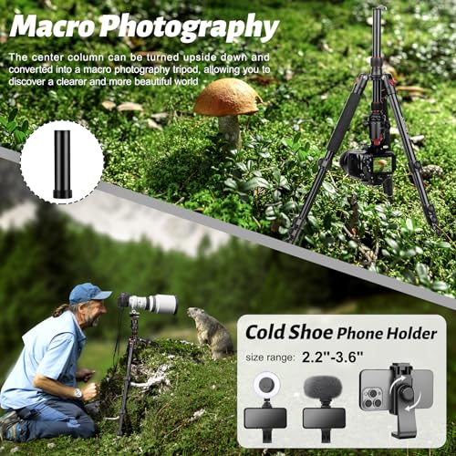 JOILCAN 81" Tripod for Camera Phone, 83" Aluminum Camera Tripod Monopod | Tall DSLR Tripod with 360° Ball Head, Heavy Duty Travel Tripod for Binoculars Spotting Scope Telescope, Payload 35lb - color: Rose