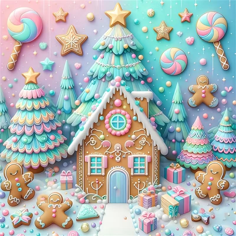 Shouruihua Quirky Gingerbread House & Candyland Diamond Art Kits | Candy House, Gem Art, Diamond Dotz Kits, Diamond Dots, Full Round Drill Diamond Painting Kits for Adults, 11.8x11.8 in - color: Candyland