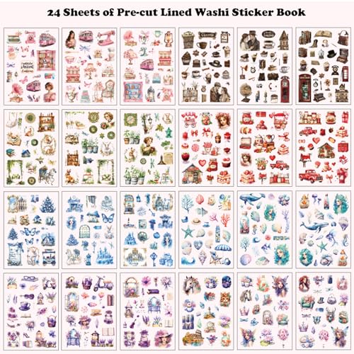 Journal Sticker Book for Adults, 568pcs Pre-Cut Junk Journal Stickers for Scrapbooking Supplies Vintage Washi Stickers for Journaling Aesthetic Scrapbook Supplies for Women, Ephemera Sticker Book - color: The Ghost of Old