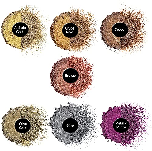 TECHAROOZ Metallic Pigment Powder, 7x20ml Fine Metal Dye for Epoxy Resin, UV Resin, Countertops, Soap Making, Candles DIY Acrylic Paints & Other Craft - color: Metallic Mica Set