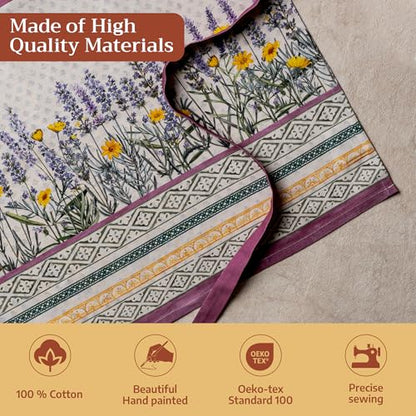 Maison d' Hermine Aprons for women with Pocket 100% Cotton (27.50"x31.50") | Adjustable Neck Strap & long ties Apron Men Chef Wedding Cooking Gardening Server Maid - color: 012 - Fanny Lavender