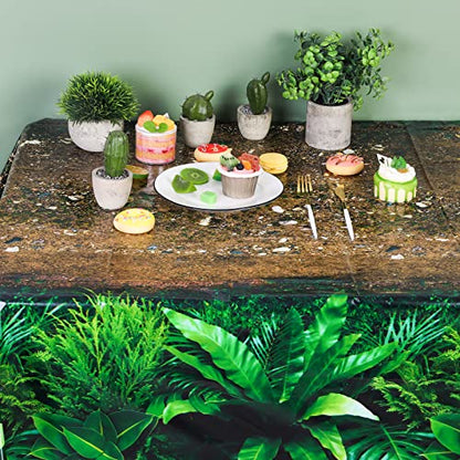 durony 2 Pieces Forest Path Tablecloth Safari Jungle Table Cover Waterproof Plastic Party Table Cover for Safari Jungle Birthday Baby Shower Party Supplies Table Decor, 108 x 54 Inch - style: Forest Path