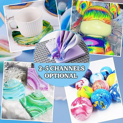 LET'S RESIN 17oz Silicone Split Cup with Handle, 5 Channels | Thick reusable 500 ml cup has five channels and a handle for controlled acrylic paint pouring and resin art - size: 1 Cup (17 oz)