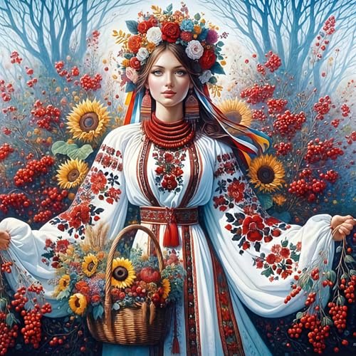 CHWGLFGG 5D Woman Diamond Art Kits for Adults Beginners 13.8x13.8 Inch - color: KM1074-1