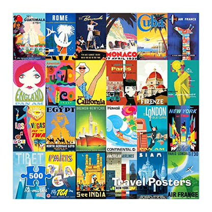 Re-marks Travel Posters, Poster Puzzle, 500-Piece Jigsaw Puzzle for All Ages - style: Travel Posters