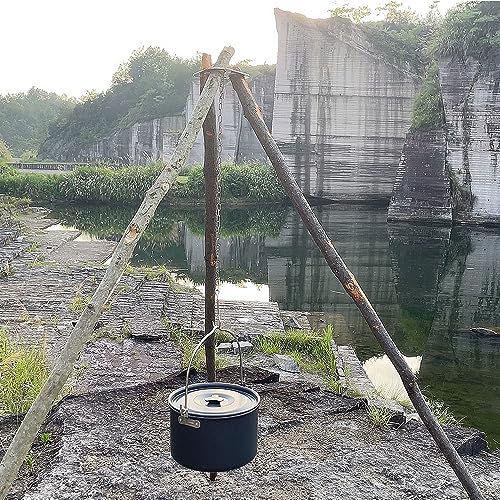 Stainless Steel Camping Tripod Board,Turn Branches into Campfire Tripod | Campfire Support Plate with Adjustable Chain for Hanging Cookware,Rustproof,Portable Camping Gear - color: Plus