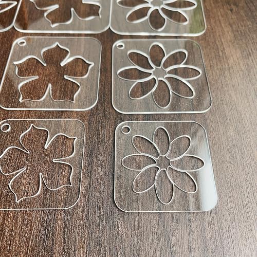 NUO RUI Mandala Stencil Set, 15 Clear Acrylic Stencils, 5 Assorted Designs, 3 Size Options, for Dot Art and Painting (Pattern 4)