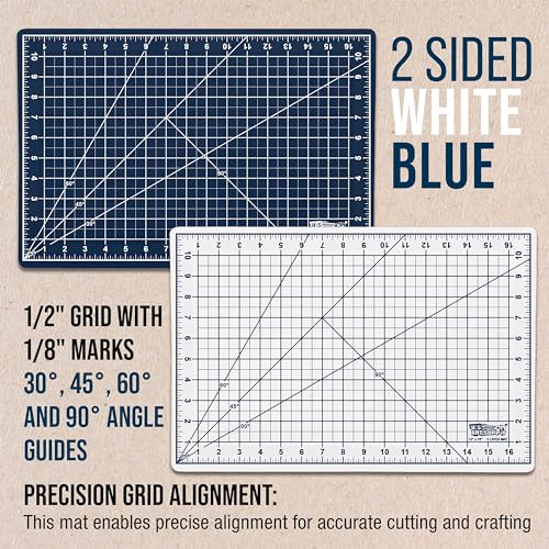 U.S. Art Supply 12"x18" Self-Healing Cutting Mat 5-Ply (2 Pack) White/Blue | Double-Sided White/Blue Craft Mat, Non-Slip Cutting Mats for Crafts, Sewing, Quilting, Scrapbooking - color: White/Blue