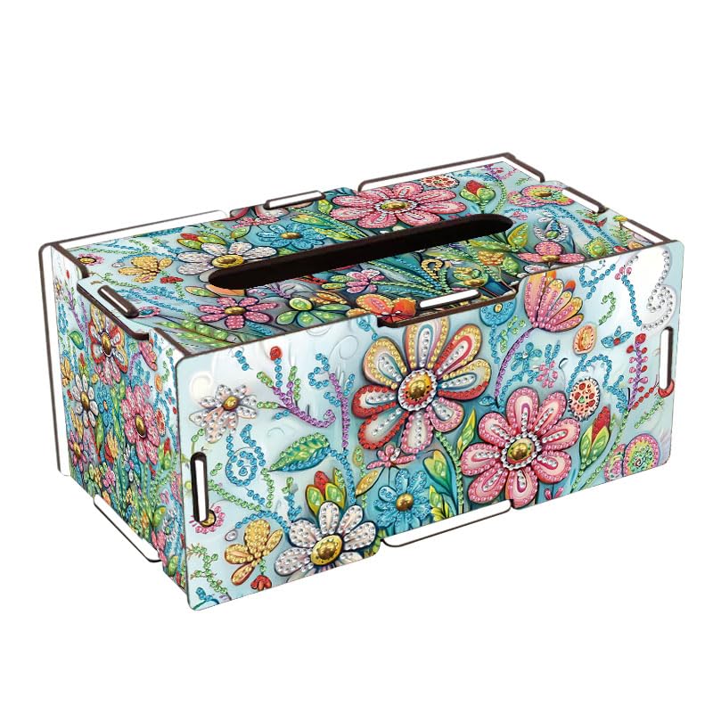 LSQFS DIY Diamond Art Kits for Adults Tissue Box Kit,Flower,1PC - color: Flower 1