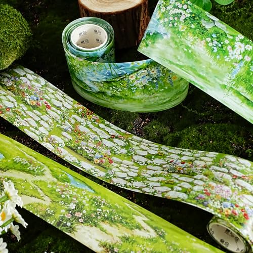 PET Tape Stickers for Scrapbooking Supplies,Nature Journal Stickers for DIY - color: Song