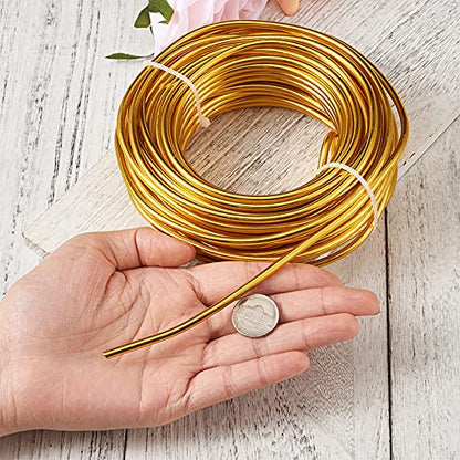 52 Feet 4mm Gold Aluminum Wire Bendable Metal Craft Wire for Beading Sculpting Jewelry Making - color: Round-Gold, size: 4mm