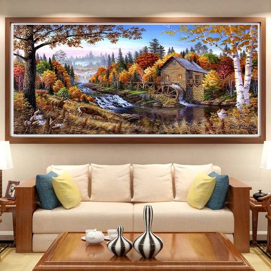 BOHADIY Diamond Painting Kits for Adults Rural Landscape Abstract 5D Diamond Art Kits for Adults, Large Size DIY Full Drill Paintings with Diamonds Gem Art Crafts for Home Wall Decor 16x27.5 Inch