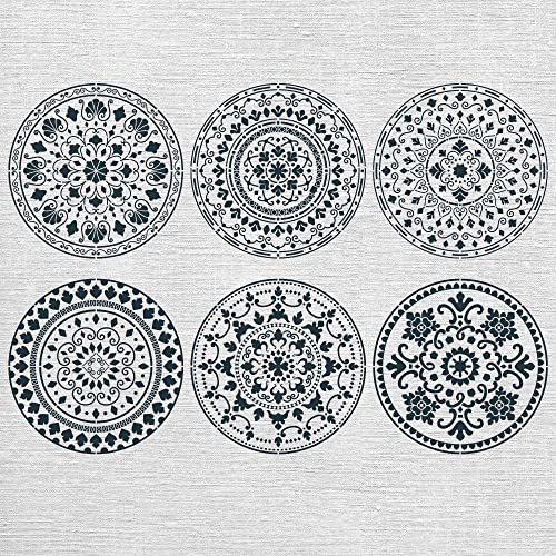 Large Mandala Stencils for Painting, 6 Unique Designs, 12" X 12" Reusable Mandala Stencil Templates for Home Decor, Large Stencils for Painting Wall